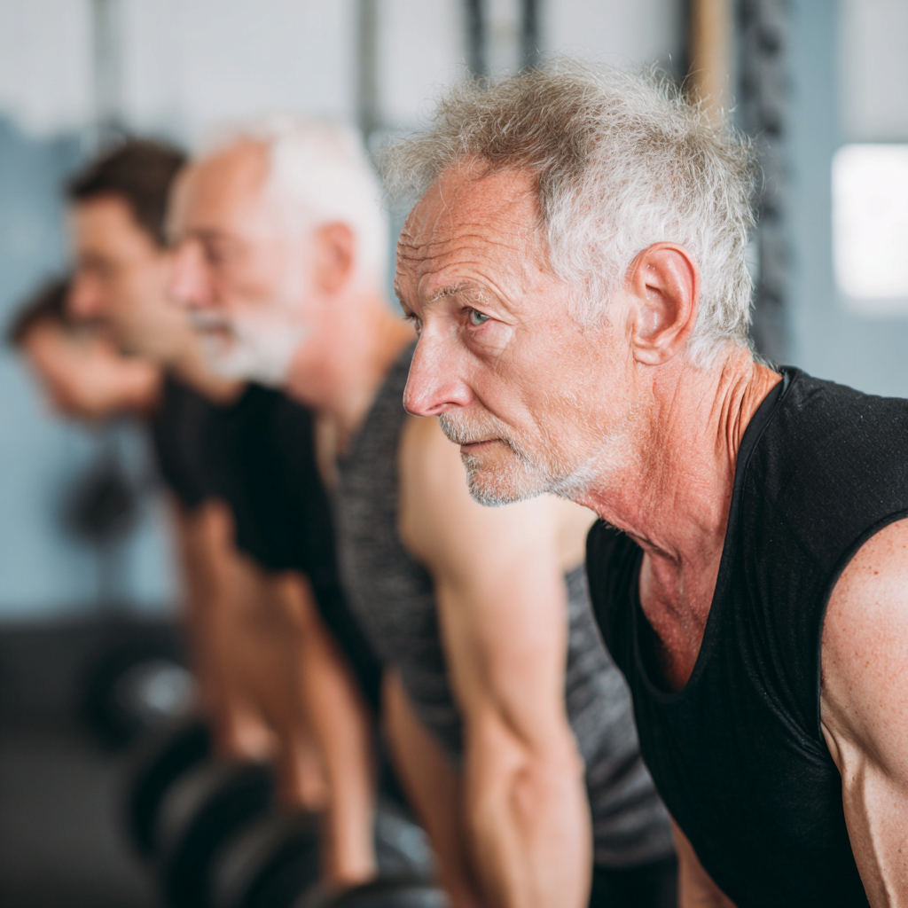 Older adults participating in structured fitness program with professional guidance